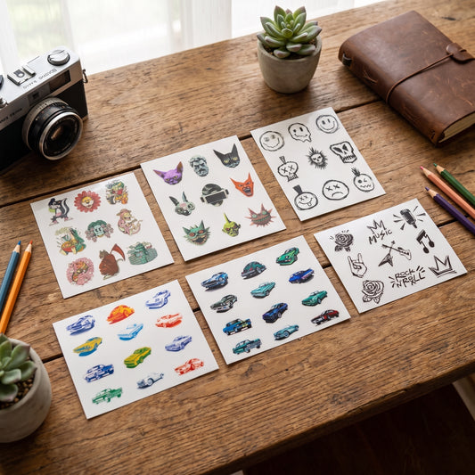 Mark your properties — UV DTF Sticker Sheets | Cars, Skulls & Rock