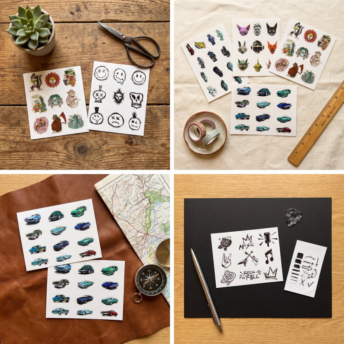 Mark your properties — UV DTF Sticker Sheets | Cars, Skulls & Rock
