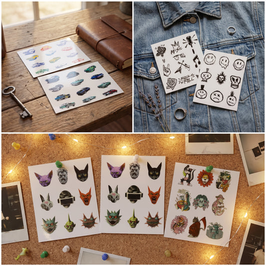 Mark your properties — UV DTF Sticker Sheets | Cars, Skulls & Rock