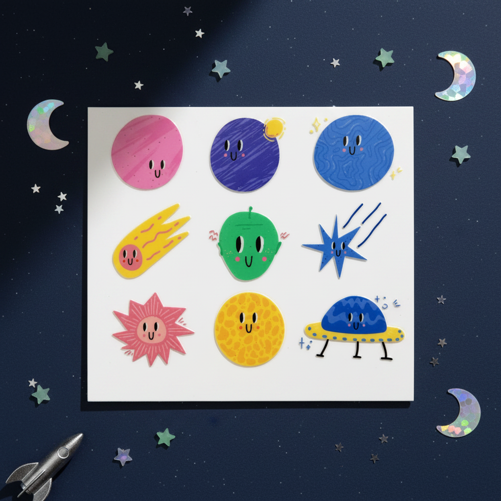 Planet Pals — Dark Space Flat Lay