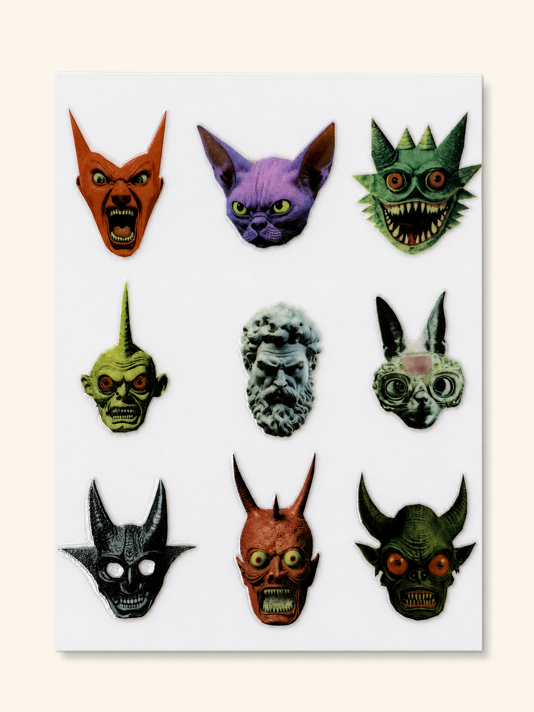 Nightmare Faces — UV DTF Sticker Sheet
