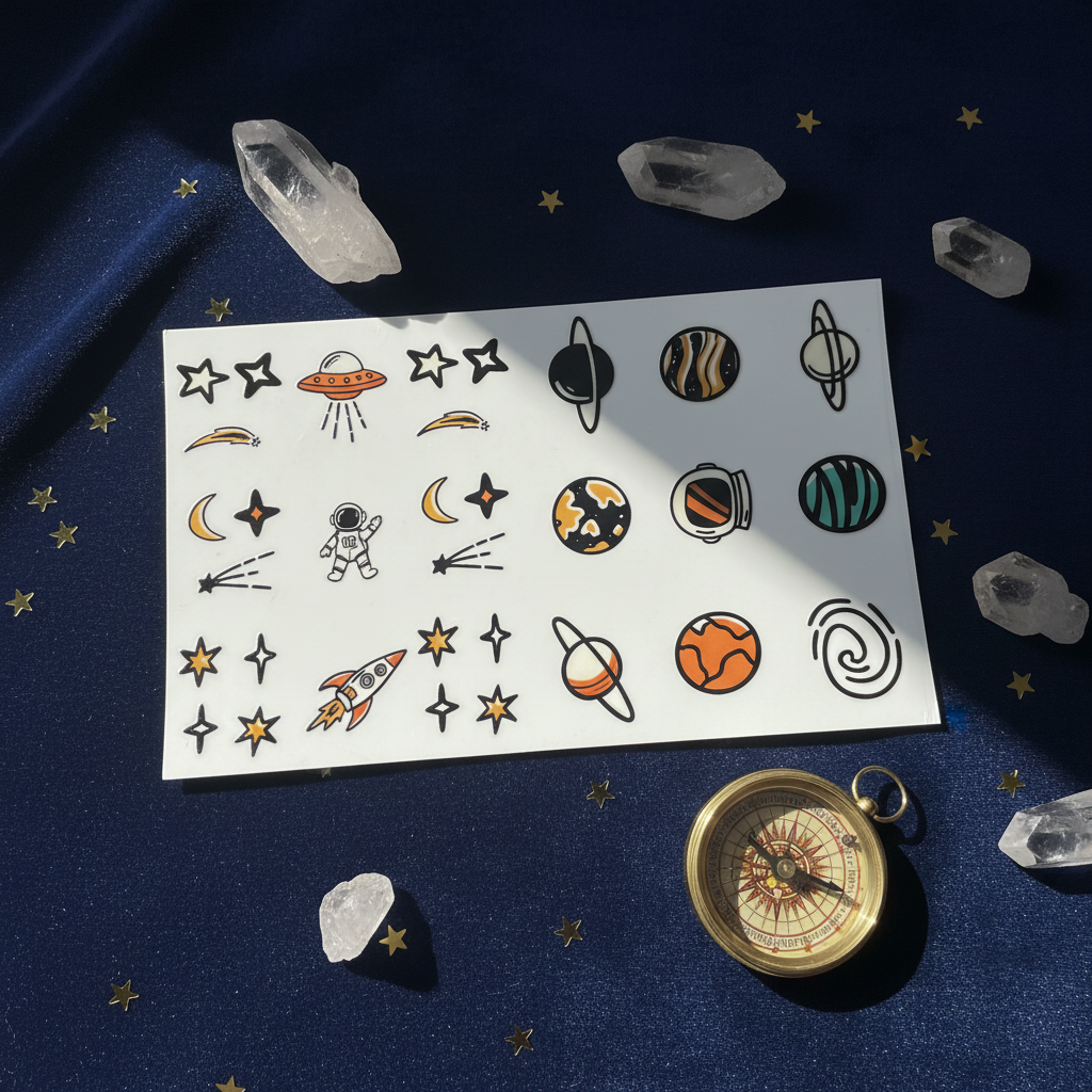 Space Oddity — Silver Sheen Flat Lay